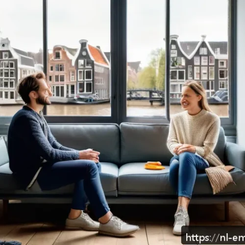 Home 30 감정전이와 대인적 갈등 해결 - A warm, cozy Dutch living room scene featuring two adults engaged in a heartfelt conversation, sitti...