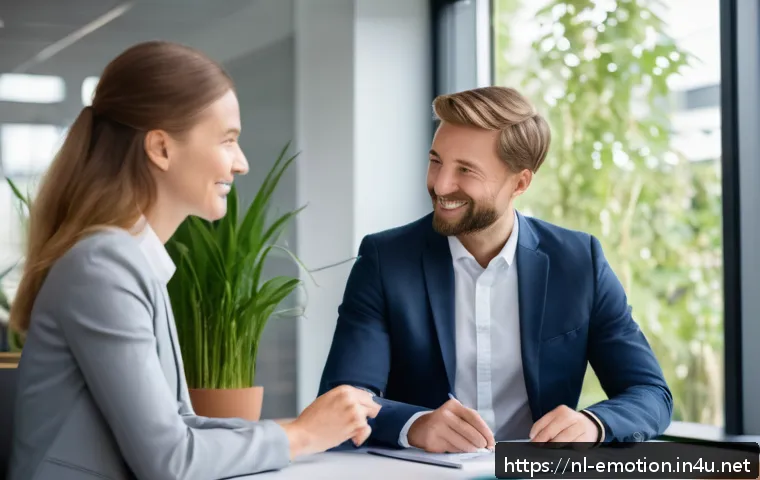 감정전이와 직장 내 스트레스 - A modern Dutch office scene showing diverse colleagues engaged in a calm, empathetic conversation du...